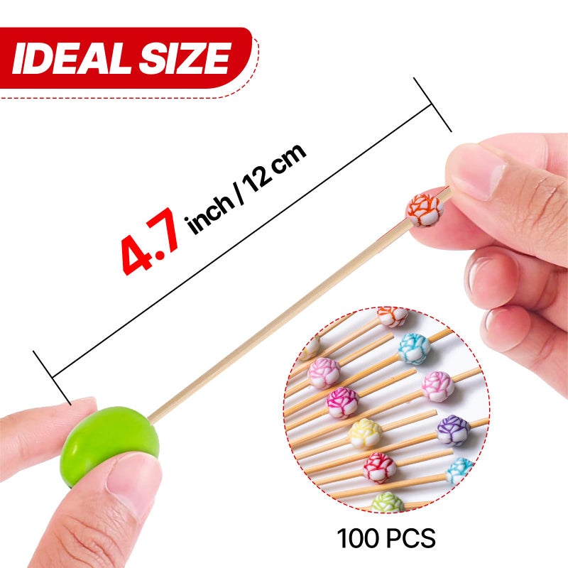 PuTwo Cocktail Picks Sicks for Sandwich Appetizer Decorative Drinks Picks-100ct, 4.7" in 100 Counts, Colors may vary - Image 3